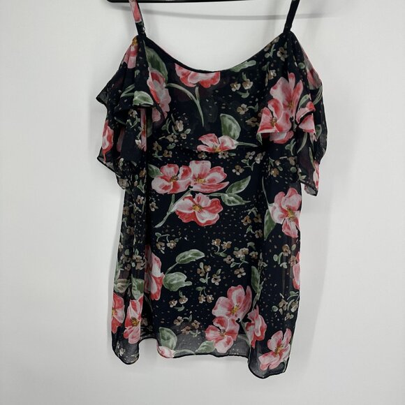 Cabi Women's Floral Blouse Cold‎ Shoulder Size Medium - Picture 1 of 6